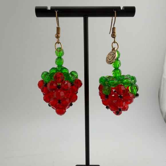 Susan Alexandra Beaded Strawberry Earrings - Picture 2 of 5